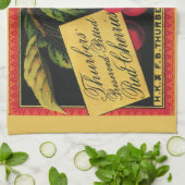 ヴィンテージフルーツクラートラベルアート、木さくらんぼ キッチンタオル (折り畳み)