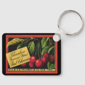 ヴィンテージフルーツクラートラベルアート、木さくらんぼ キーホルダー (正面)