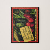 ヴィンテージフルーツクラートラベルアート、木さくらんぼ ジグソーパズル (縦)