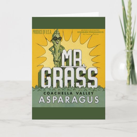 ヴィンテージフルーツクラートラベルアートMr. Grass Asparagus カード (正面)
