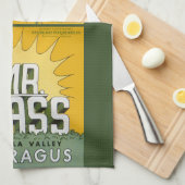 ヴィンテージフルーツクラートラベルアートMr. Grass Asparagus キッチンタオル (四つ折り)