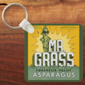 ヴィンテージフルーツクラートラベルアートMr. Grass Asparagus キーホルダー (正面)