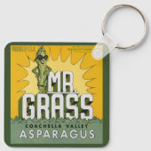 ヴィンテージフルーツクラートラベルアートMr. Grass Asparagus キーホルダー (裏面)