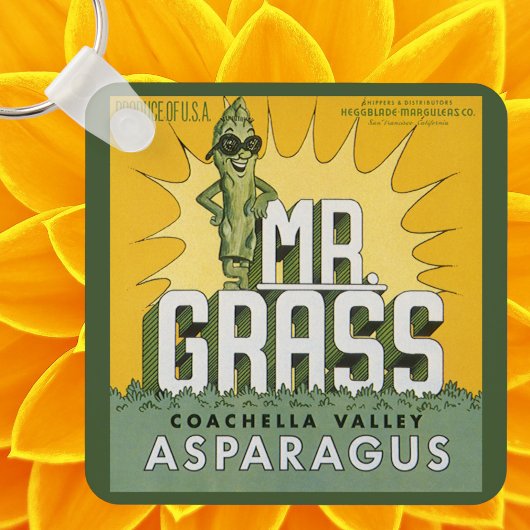 ヴィンテージフルーツクラートラベルアートMr. Grass Asparagus キーホルダー