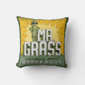 ヴィンテージフルーツクラートラベルアートMr. Grass Asparagus クッション (正面)