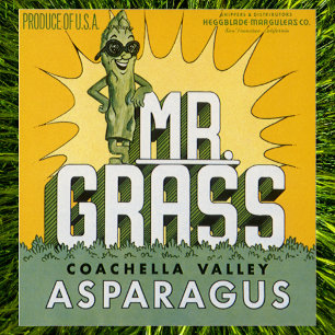 ヴィンテージフルーツクラートラベルアートMr. Grass Asparagus ポスター