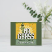 ヴィンテージフルーツクラートラベルアートMr. Grass Asparagus ポストカード (スタンド正面)