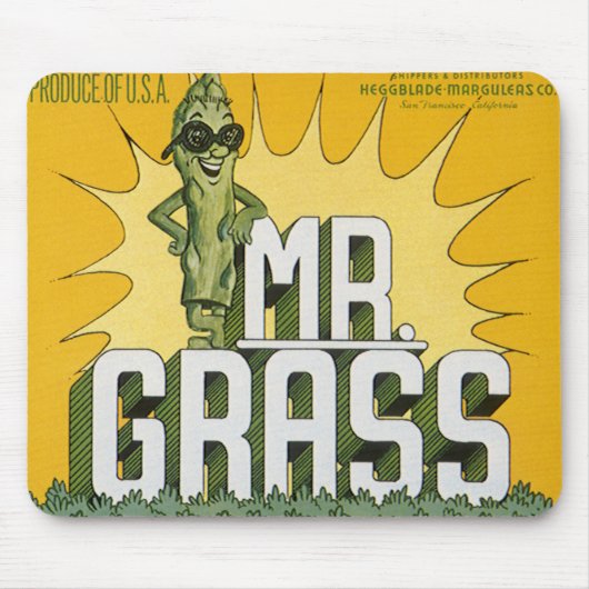 ヴィンテージフルーツクラートラベルアートMr. Grass Asparagus マウスパッド (正面)