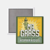 ヴィンテージフルーツクラートラベルアートMr. Grass Asparagus マグネット (正面/裏面)