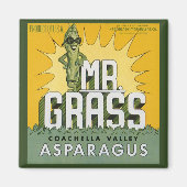 ヴィンテージフルーツクラートラベルアートMr. Grass Asparagus マグネット (正面)