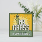 ヴィンテージフルーツクラートラベルアートMr. Grass Asparagus 招待状 (スタンド正面)
