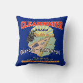 ヴィンテージフルーツクレートのラベルクリアウォーターフロリダ クッション (裏面)