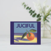 ヴィンテージフルーツクレートラベルアート、ジュシフルオレンジ ポストカード (スタンド正面)