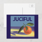 ヴィンテージフルーツクレートラベルアート、ジュシフルオレンジ ポストカード (正面/裏面)