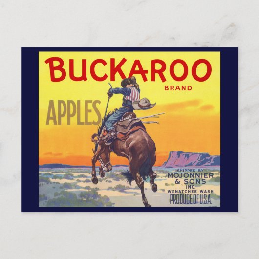 ヴィンテージフルーツクレートラベルアート、バッカロリンゴ ポストカード (正面)