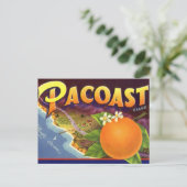 ヴィンテージフルーツクレートラベルアート、パコーストオレンジ ポストカード (スタンド正面)