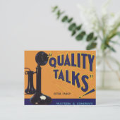 ヴィンテージフルーツクレートラベルアート、古ファッションドい電話 ポストカード (スタンド正面)