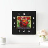 ヴィンテージフルーツクレートラベルホリー – 壁時計 (ホーム)