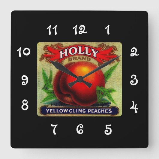 ヴィンテージフルーツクレートラベルホリー – 壁時計 (正面)