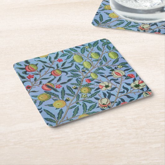 ヴィンテージフルーツザクロ酸オーナメントイラストレーション スクエアペーパーコースター (アングル)