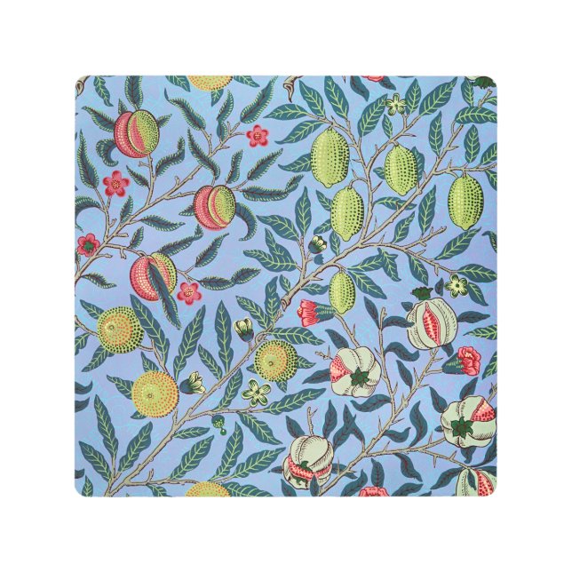 ヴィンテージフルーツザクロ酸オーナメントイラストレーション メタルプリント (正面)