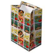 ヴィンテージフルーツラベルパターン ミディアムペーパーバッグ (正面アングル)