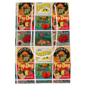 ヴィンテージフルーツラベルパターン ミディアムペーパーバッグ (裏面)