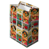 ヴィンテージフルーツラベルパターン ミディアムペーパーバッグ (裏面アングル)