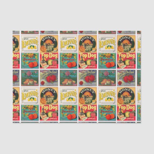 ヴィンテージフルーツラベルパターン 薄葉紙 (正面)