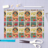 ヴィンテージフルーツラベルパターン 薄葉紙 (クラフト)