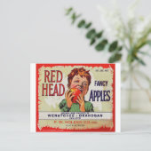 ヴィンテージフルーツラベル – Red Head Apple ポストカード (スタンド正面)