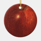 ヴィンテージフルーツレッドオーガニックおいしいリンゴ セラミックオーナメント (正面)