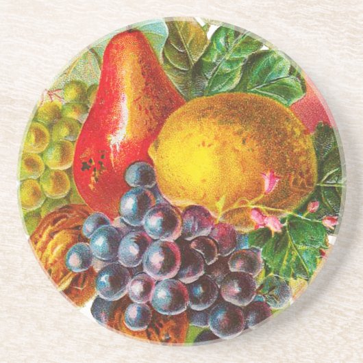 ヴィンテージフルーツ絵画とナッツ コースター (正面)
