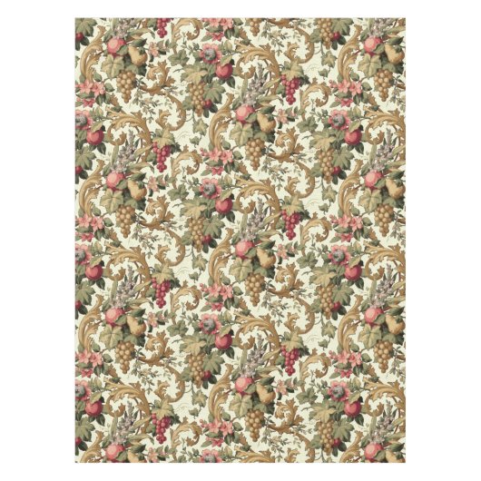 ヴィンテージフルーツ花ぶどう模様 テーブルクロス (正面)