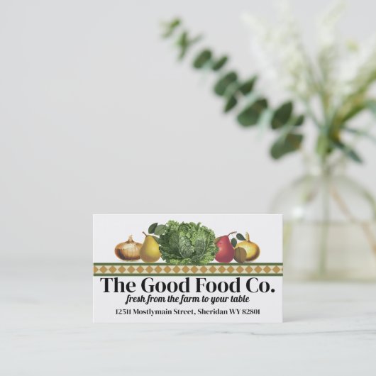 ヴィンテージフルーツ野菜フードシェフケータリングカード 名刺 (スタンド正面)