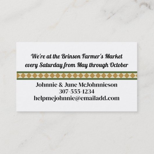 ヴィンテージフルーツ野菜フードシェフケータリングカード 名刺 (裏面)