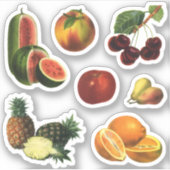 ヴィンテージフルーツ，スイカ，パイナップル，さくらんぼ シール (正面)