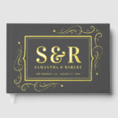 ヴィンテージフレカスタムームタイポグラフィデザインオングレー ゲストブック (正面)