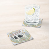 ヴィンテージフレッシュクリーミー牛 スクエアペーパーコースター (インサイチュ)