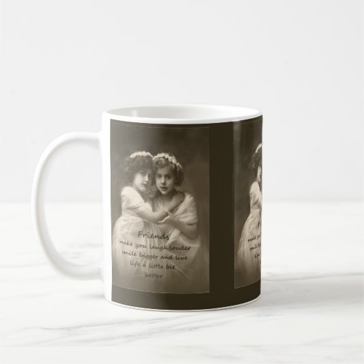 ヴィンテージフレンズ感動的フレンドシップ引用文 コーヒーマグカップ (左)