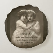 ヴィンテージフレンズ感動的フレンドシップ引用文 ラウンドクッション (裏面)