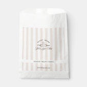 ヴィンテージフレンチピンクのエレガントなストライプのベーカリーのロゴ フェイバーバッグ (正面)