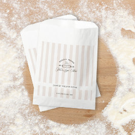 ヴィンテージフレンチピンクのエレガントなストライプのベーカリーのロゴ フェイバーバッグ