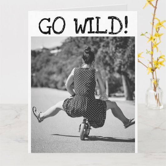 ヴィンテージフレンドおもしろい誕生日バイクグリーティングカード カード (黄色い花)