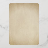 ヴィンテージフレームおよびバラ金ゴールド表の番号 箔招待状 (裏面)