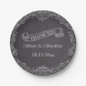 ヴィンテージフレームと結婚黒板の感謝 ペーパープレート (正面)