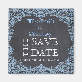 ヴィンテージフレームと黒板結婚式の日付を保存 マグネット (正面)