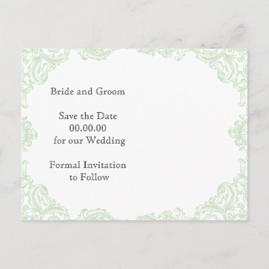 ヴィンテージフレームと黒板結婚式の日付を保存 案内ポストカード (裏面)