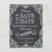 ヴィンテージフレームと黒板結婚式の日付を保存 案内ポストカード (正面)