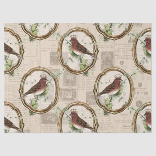 ヴィンテージフレームのクラウンを持つ金ゴールドの切り離し 薄葉紙 (正面)